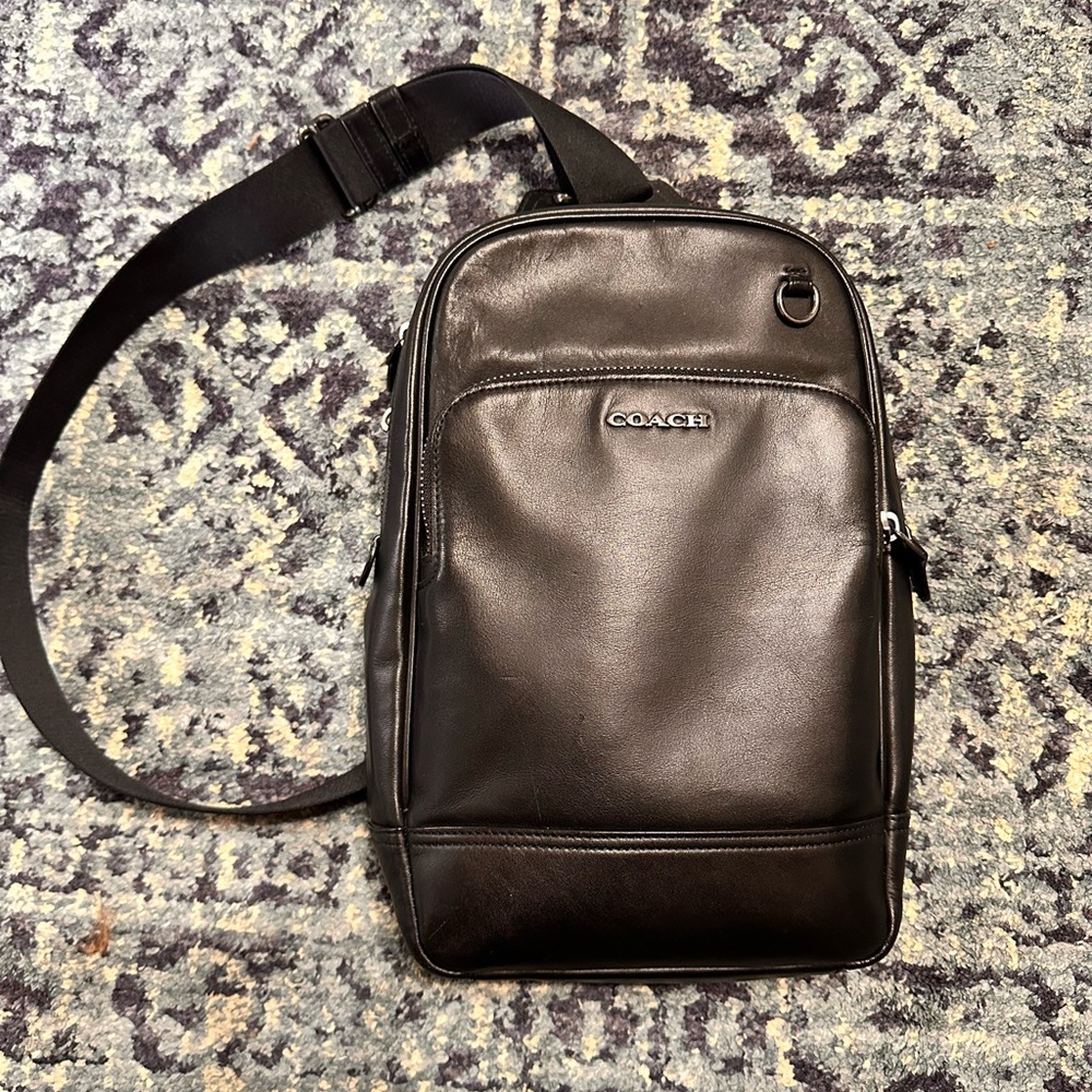 Coach Black Leather Belt Bag with Sleek Design